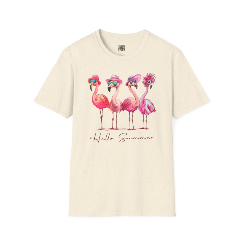 Cute Flamingo Summer Tee, Relaxed Unisex T-Shirt, Vacation Shirt, Gift for Beach Lovers, Summer Party Apparel - Image 6