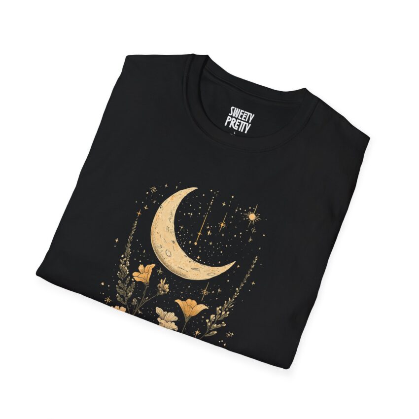 Moonlit Floral Unisex Softstyle T-Shirt, Nature Lover Gift, Bohemian Graphic Tee, Astrology Apparel, Summer Style Top - Image 2