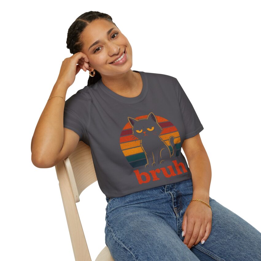 Retro Cat Bruh Unisex T-Shirt, Funny Gift, Pet Lover Apparel, Vintage Graphic Tee, Unique Birthday Present, Casual Wear - Image 10