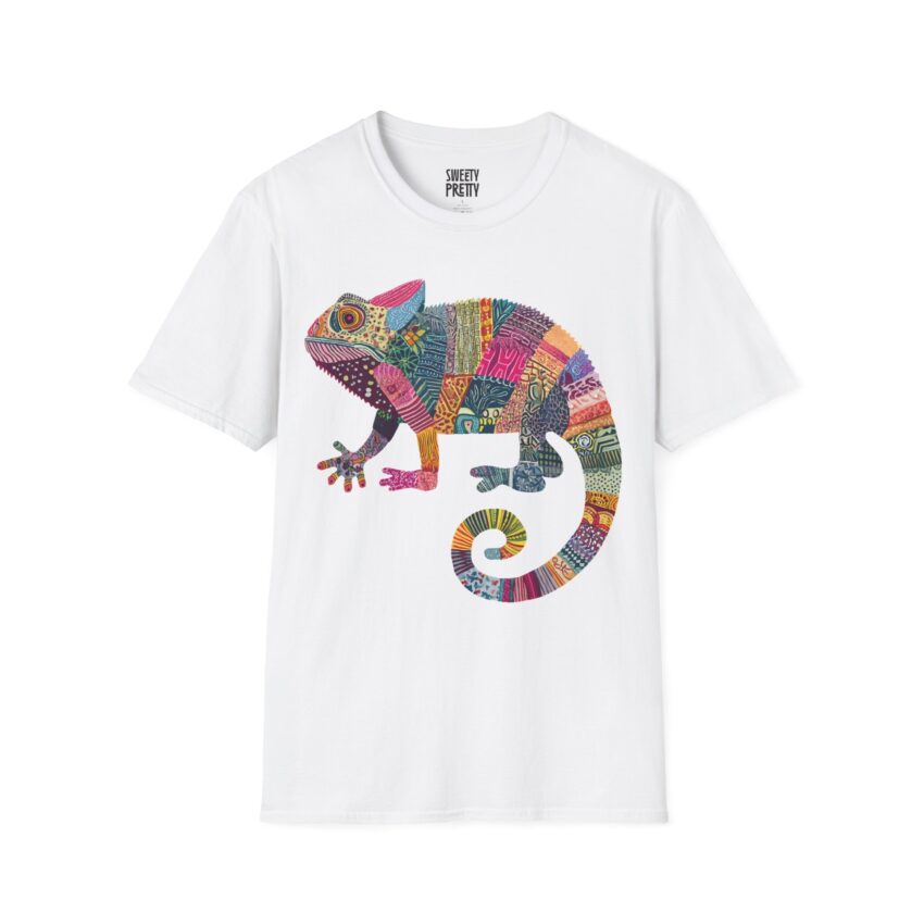 Colorful Chameleon Unisex Softstyle T-Shirt, Casual Wear, Unique Graphic Tee, Summer Fashion, Gift for Animal Lovers - Image 1