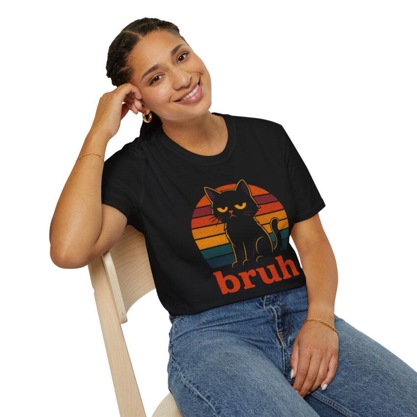 Retro Cat Bruh Unisex T-Shirt, Funny Gift, Pet Lover Apparel, Vintage Graphic Tee, Unique Birthday Present, Casual Wear - Image 5
