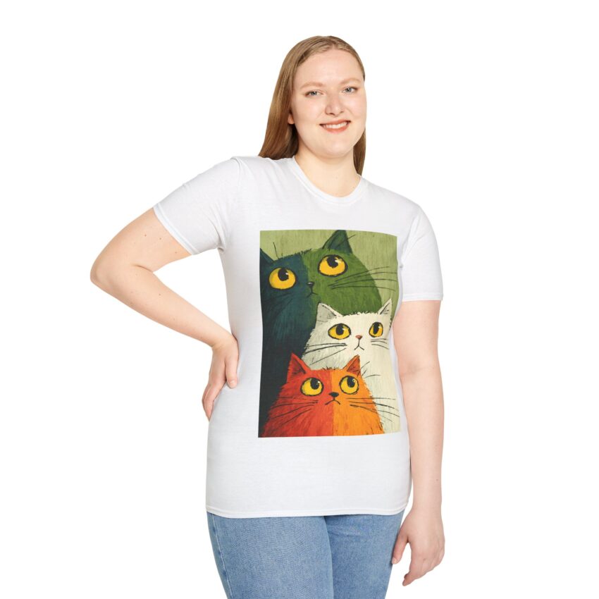 Colorful Cat Lovers Unisex T-Shirt | Fun Kitty Art Tee for Pet Owners, Cat Birthday Gift, Animal Lover Apparel - Image 3
