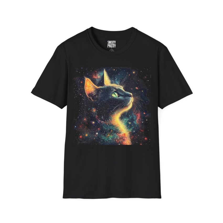 Cosmic Cat Unisex T-Shirt, Artistic Cat Tee, Cat Lover Gift, Unique Fashion Shirt, Galaxy Cat Art Tee, Cute Pet Apparel - Image 1