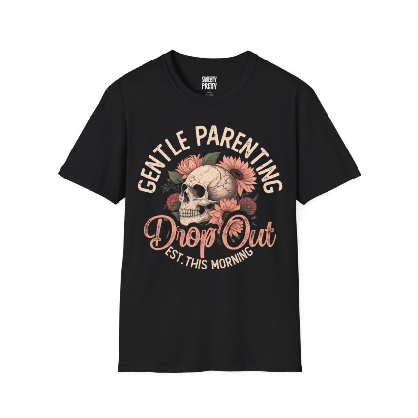 Gentle Parenting T-Shirt, Unisex Softstyle Tee, Skull and Floral Design, Perfect for Parents, Casual Wear, Gift Idea - Image 1
