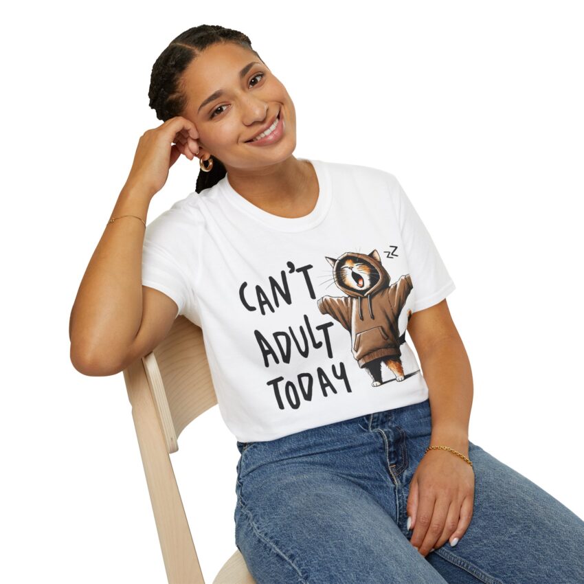 Funny Cat Graphic Tee, Can't Adult Today T-Shirt, Humorous Gift, Unisex Casual Wear, Pet Lover Apparel, Birthday Gift - Image 3