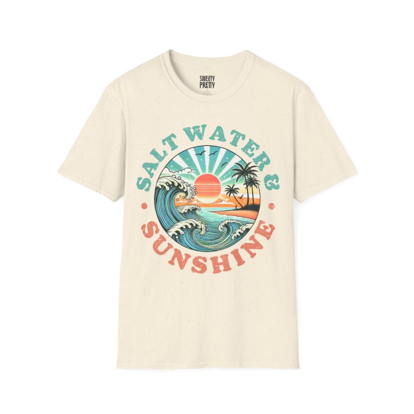Unisex Softstyle T-Shirt with 'Salt Water & Sunshine' Design for Beach Lovers, Casual Summer Wear, Gift for Ocean Enthusiasts, Travel [...] - Image 4