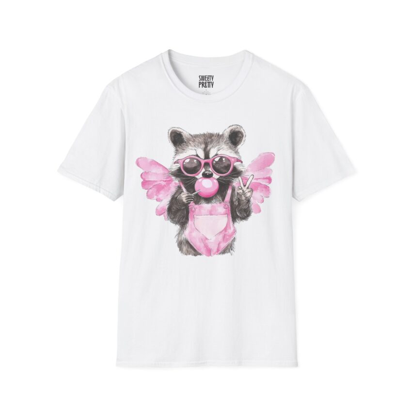 Cute Raccoon T-Shirt, Graphic Tee, Unisex Humor Shirt, Gift for Animal Lovers, Casual Wear, Pink Aesthetic, Birthday Present - Image 1