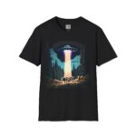 UFO Cow Encounter T-Shirt, Unisex Softstyle Tee, Alien Graphic Shirt, Fun Casual Apparel, Gift for Space Lovers, Trendy Summer Wear