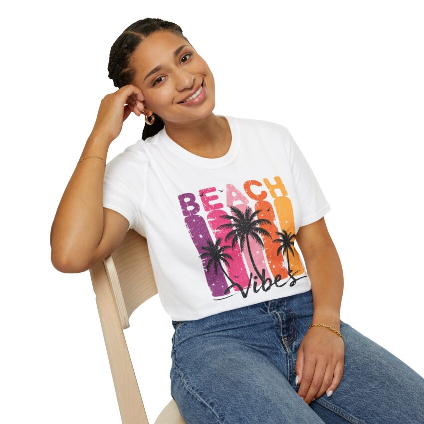 Beach Vibes Unisex Softstyle T-Shirt, Summer Shirt, Vacation Tee, Beachwear, Gift for Beach Lovers, Trendy Graphic Tee - Image 5