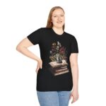 Floral Cat Book T-Shirt, Literary Pet Lover Shirt, Cute Cat and Flowers Tee, Animal Lover Gift, Cozy Reading Apparel - Image 3