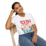 Beach Vibe Unisex Softstyle T-Shirt | Sun, Salt, Sand Design | Casual Summer Tee for Beach Lovers, Gifts, Vacations, Everyday Wear, [...] - Image 7