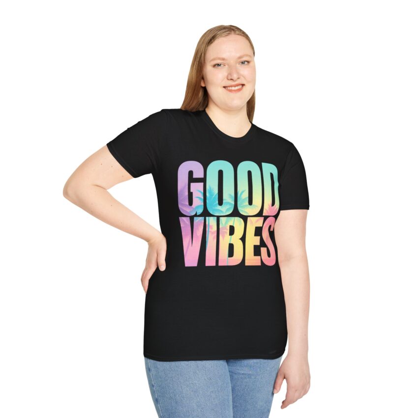 Good Vibes Unisex Softstyle T-Shirt, Summer Tee, Trendy Graphic Shirt, Casual Wear, Gift for Friends, Beachwear - Image 7