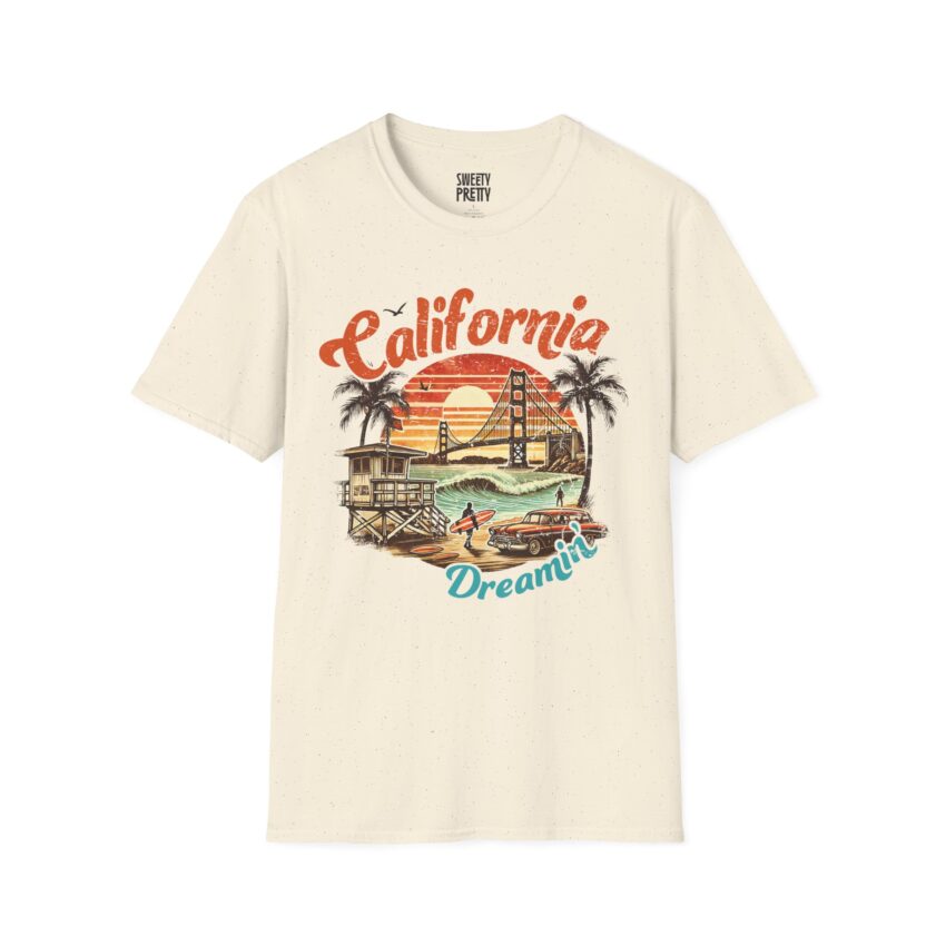 California Dreamin' Unisex Softstyle T-Shirt | Retro Beach Vibes, Perfect for Summer, Vacation, and Casual Outings, Gift for Travelers - Image 5