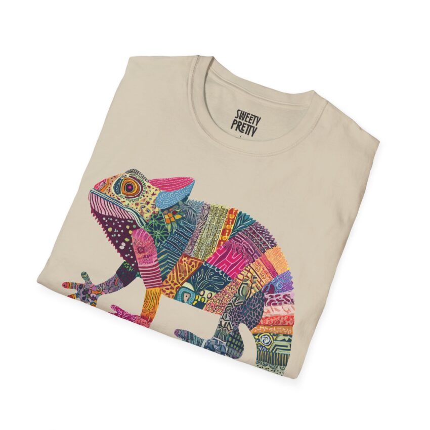 Colorful Chameleon Unisex Softstyle T-Shirt, Casual Wear, Unique Graphic Tee, Summer Fashion, Gift for Animal Lovers - Image 6