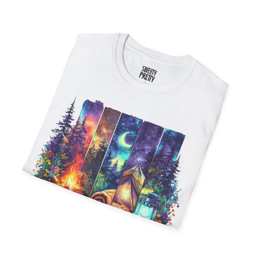 Cozy Camping Tee, Unisex Softstyle T-Shirt for Nature Lovers, Outdoor Adventure Shirt, Festival Outing Attire, Gift for Hikers - Image 2