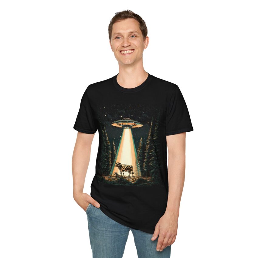 UFO Cow Unisex T-Shirt, Fun Graphic Tee, Alien Abduction Humor, Casual Everyday Wear, Gift for Sci-Fi Lovers, Unique Animal Shirt - Image 5