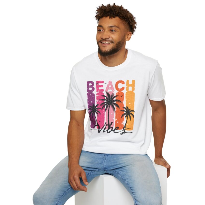 Beach Vibes Unisex Softstyle T-Shirt, Summer Shirt, Vacation Tee, Beachwear, Gift for Beach Lovers, Trendy Graphic Tee - Image 6