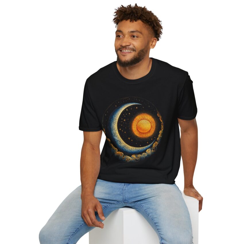 Celestial Sun and Moon T-Shirt | Unisex Softstyle | Astrology Shirt | Cosmic Tee | Gifts for Astronomers & Dreamers | Space Lovers Apparel - Image 4