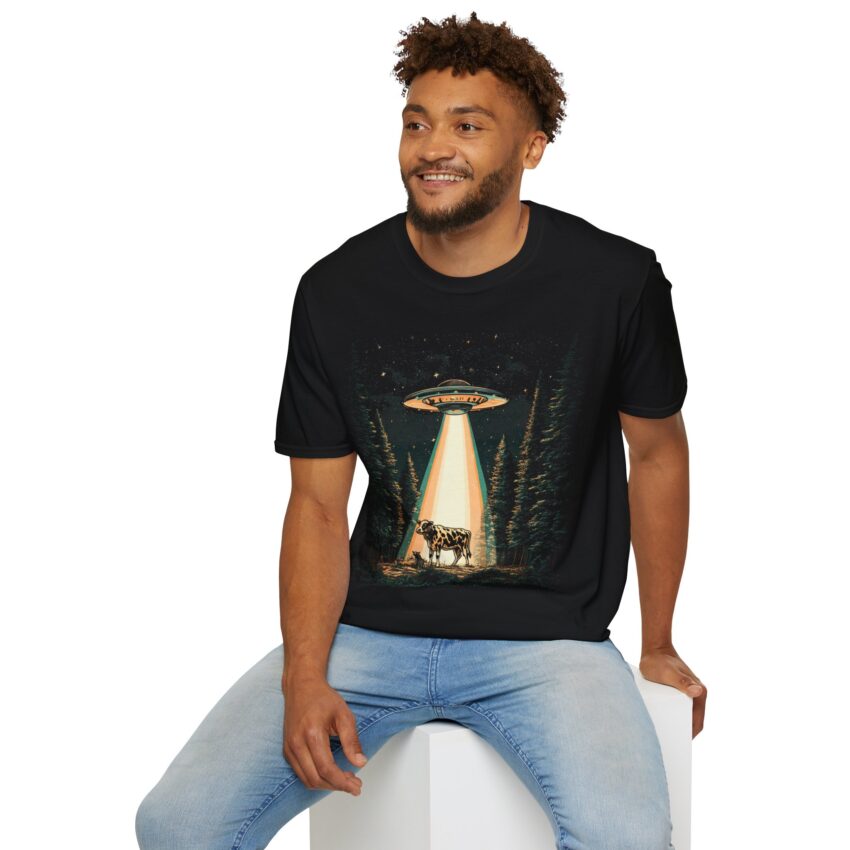 UFO Cow Unisex T-Shirt, Fun Graphic Tee, Alien Abduction Humor, Casual Everyday Wear, Gift for Sci-Fi Lovers, Unique Animal Shirt - Image 6