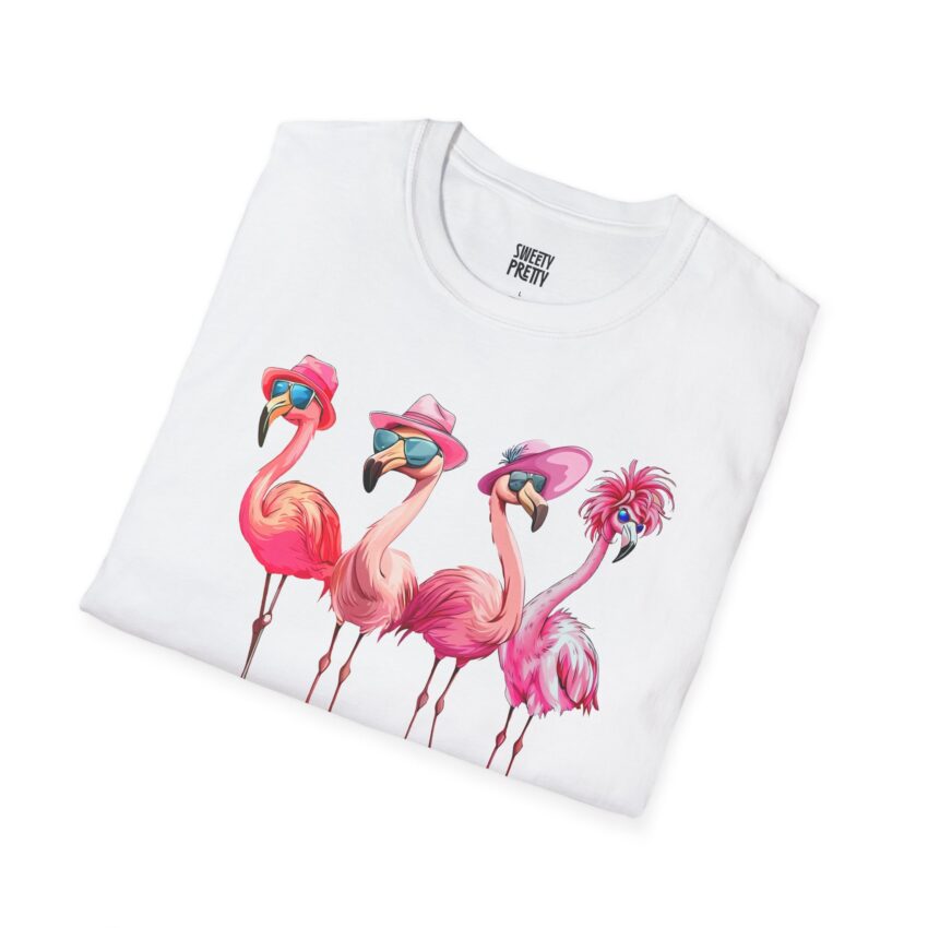 Cute Flamingo Summer Tee, Relaxed Unisex T-Shirt, Vacation Shirt, Gift for Beach Lovers, Summer Party Apparel - Image 3