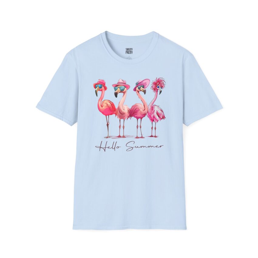 Cute Flamingo Summer Tee, Relaxed Unisex T-Shirt, Vacation Shirt, Gift for Beach Lovers, Summer Party Apparel - Image 8