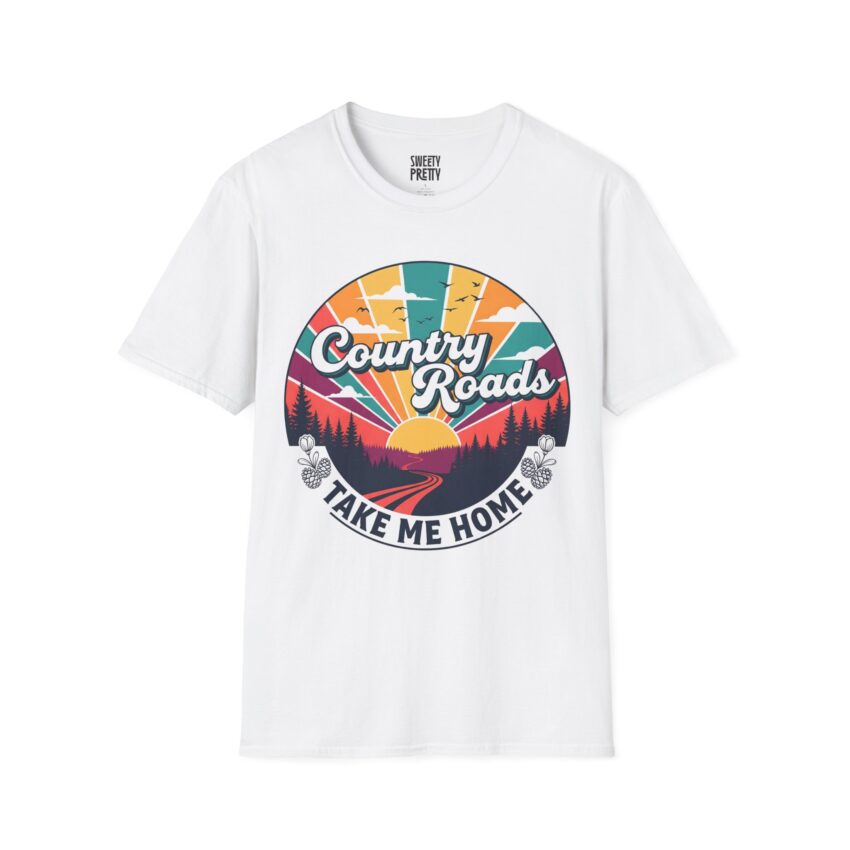 Retro Country Roads T-Shirt, Casual Tee, Outdoor Adventure Apparel, Gift for Nature Lovers, Summer Vacation Top - Image 1