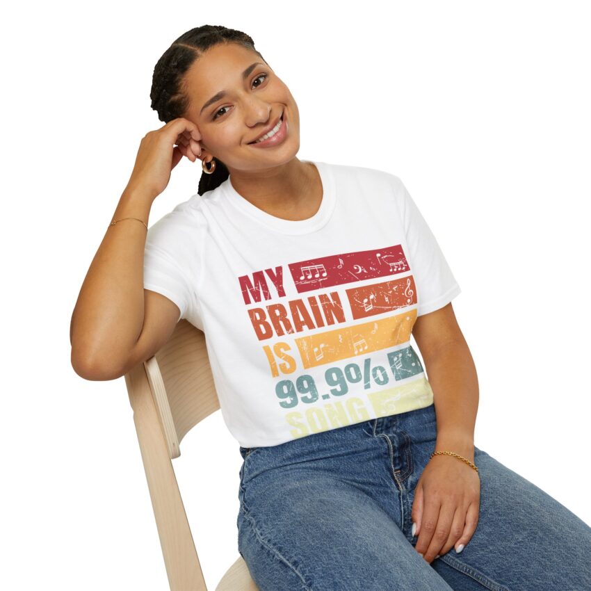 My Brain is 99.9% Song Lyrics Unisex T-Shirt, Music Lover Gift, Funny Tee, Casual Wear, Birthday Present, Music Themed Apparel - Image 6
