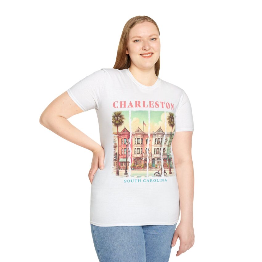 Charleston Vintage Graphic T-Shirt - Softstyle Tee, Summer Fashion, Travel Gift, Beachwear, Souvenir Shirt - Image 3