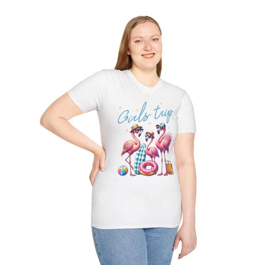 Girls Trip Flamingo T-Shirt, Summer Vacation Tee, Beach Party Shirt, Gift for Friends, Girls Night Out Apparel - Image 4