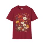 Floral Vintage Unisex Softstyle T-Shirt, Boho Tee, Gift for Her, Nature Lover T-Shirt, Spring Fashion, Casual Wear, Flower Power - Image 5