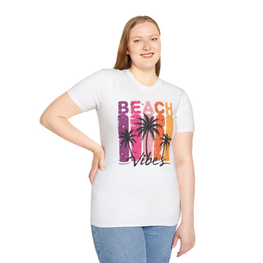 Beach Vibes Unisex Softstyle T-Shirt, Summer Shirt, Vacation Tee, Beachwear, Gift for Beach Lovers, Trendy Graphic Tee - Image 3