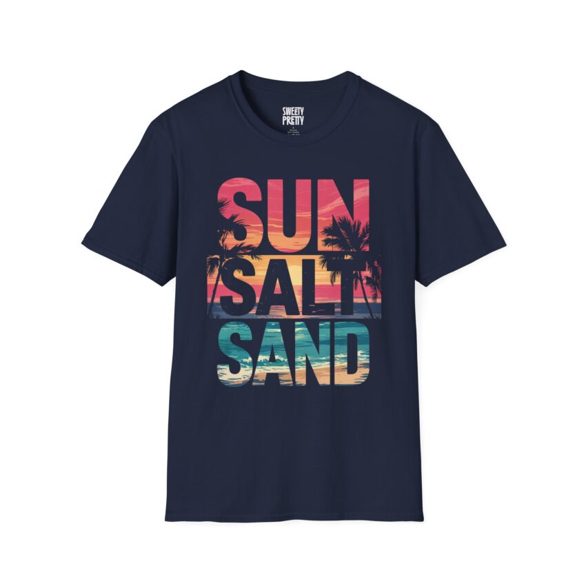 Beach Vibe Unisex Softstyle T-Shirt | Sun, Salt, Sand Design | Casual Summer Tee for Beach Lovers, Gifts, Vacations, Everyday Wear, [...] - Image 17