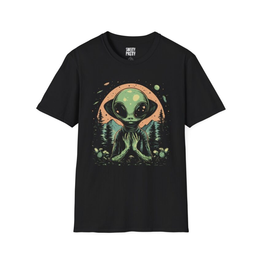 Whimsical Alien T-Shirt, Cute Graphic Tee, Unisex Softstyle, Gift for Sci-Fi Lovers, Perfect for Festivals and Everyday Wear - Image 1