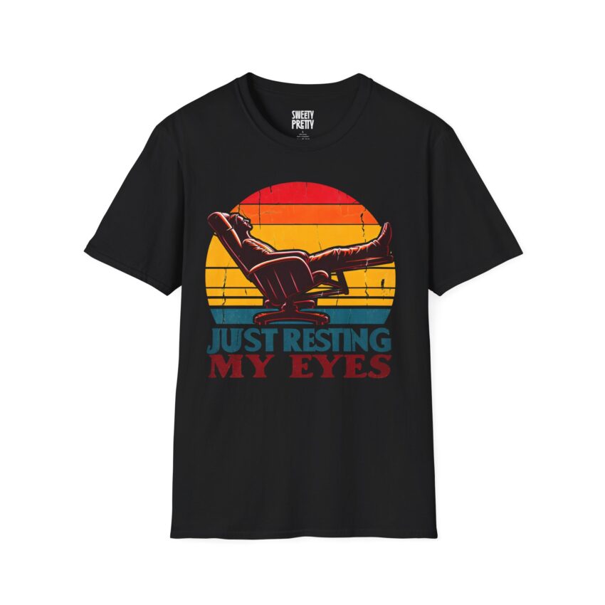 Retro Resting Eyes Unisex T-Shirt | Fun Laid-back Tee for Relaxation, Perfect Gift for Nappers, Lazy Days, Coziness, Casual Style - Image 4
