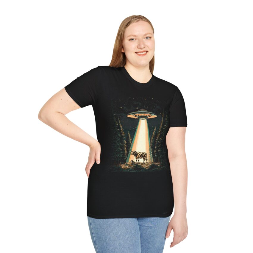UFO Cow Unisex T-Shirt, Fun Graphic Tee, Alien Abduction Humor, Casual Everyday Wear, Gift for Sci-Fi Lovers, Unique Animal Shirt - Image 4