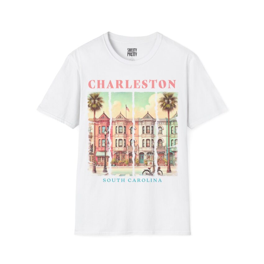 Charleston Vintage Graphic T-Shirt - Softstyle Tee, Summer Fashion, Travel Gift, Beachwear, Souvenir Shirt - Image 1