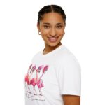 Cute Flamingo Summer Tee, Relaxed Unisex T-Shirt, Vacation Shirt, Gift for Beach Lovers, Summer Party Apparel - Image 2