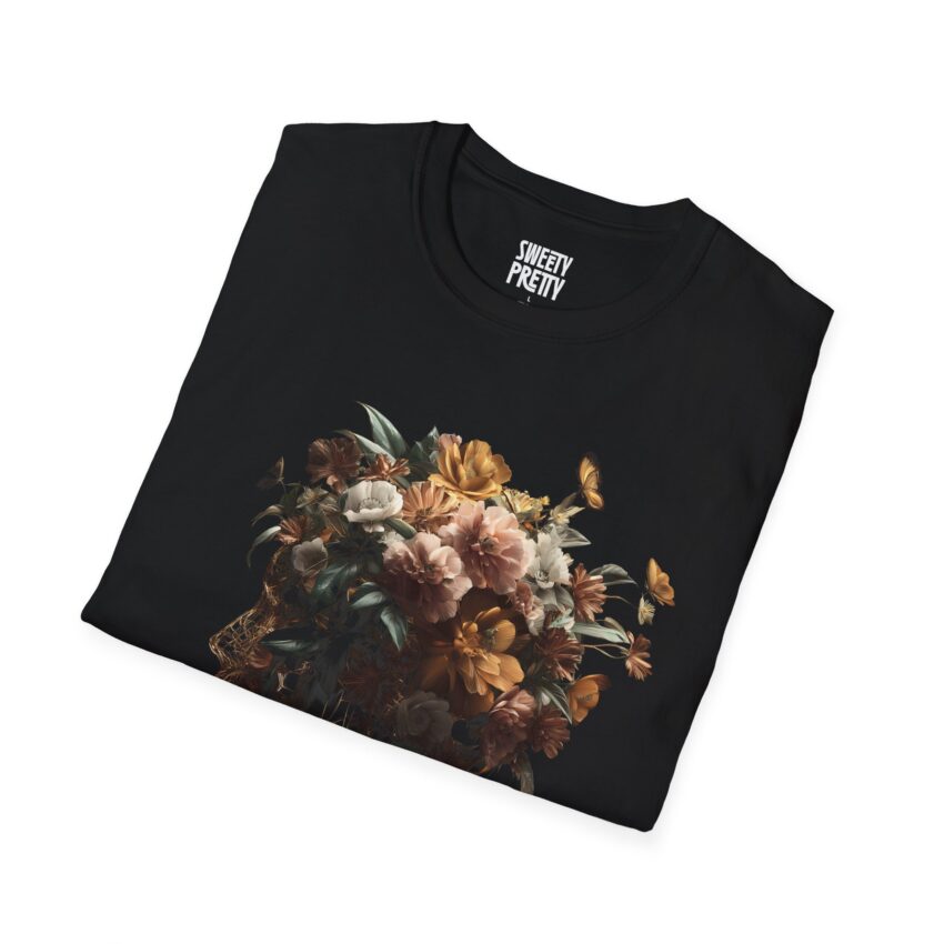 Floral Silhouette T-Shirt - Unisex Softstyle Tee, Comfortable Gift for Nature Lovers, Casual Wear, Artistic Apparel, Unique T-Shirt - Image 2